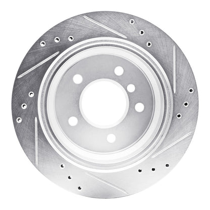 R1 Concepts R1 96-03 BMW 530I Rear Left Drilled & Slotted Silver Brake Rotor