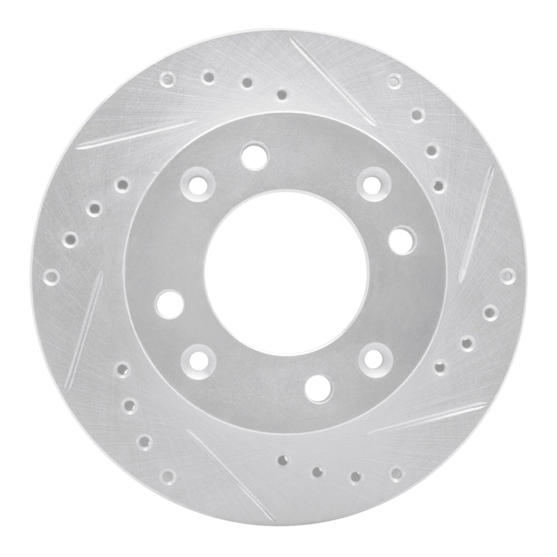 R1 Concepts R1 86-88 Mazda RX-7 Front Right Drilled & Slotted Silver Brake Rotor
