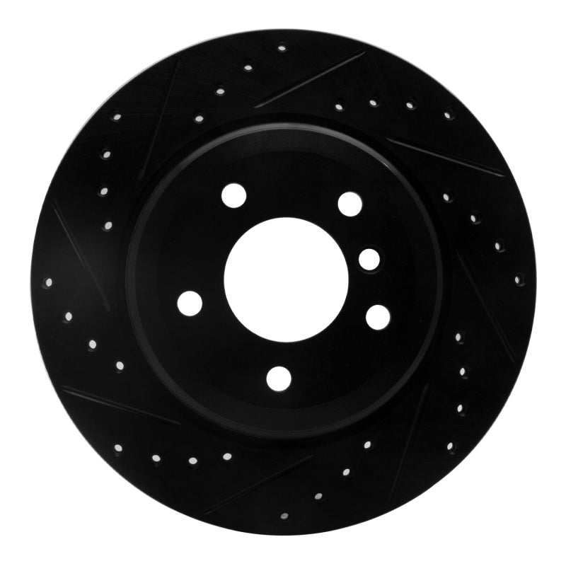 R1 Concepts R1 04-10 BMW 525I (USA/Canada) Rear Left Drilled & Slotted Black Brake Rotor