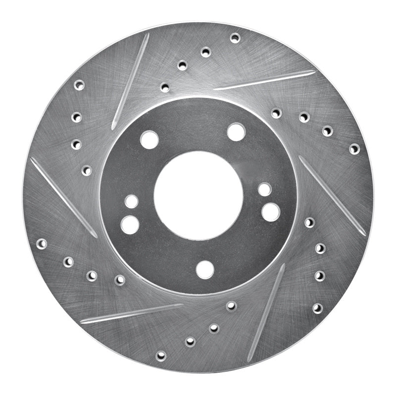 R1 Concepts R1 89-90 Nissan 300ZX Front Left Drilled & Slotted Silver Brake Rotor