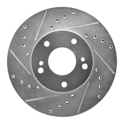 R1 Concepts R1 89-90 Nissan 300ZX Front Left Drilled & Slotted Silver Brake Rotor