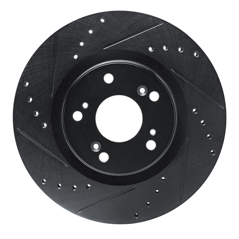 R1 Concepts R1 12-16 Honda CR-V Front Left Drilled & Slotted Black Brake Rotor