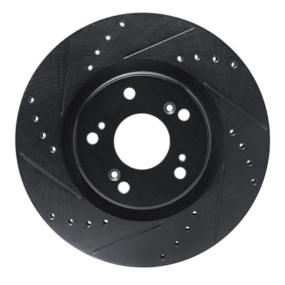 R1 Concepts R1 12-16 Honda CR-V Front Left Drilled & Slotted Black Brake Rotor