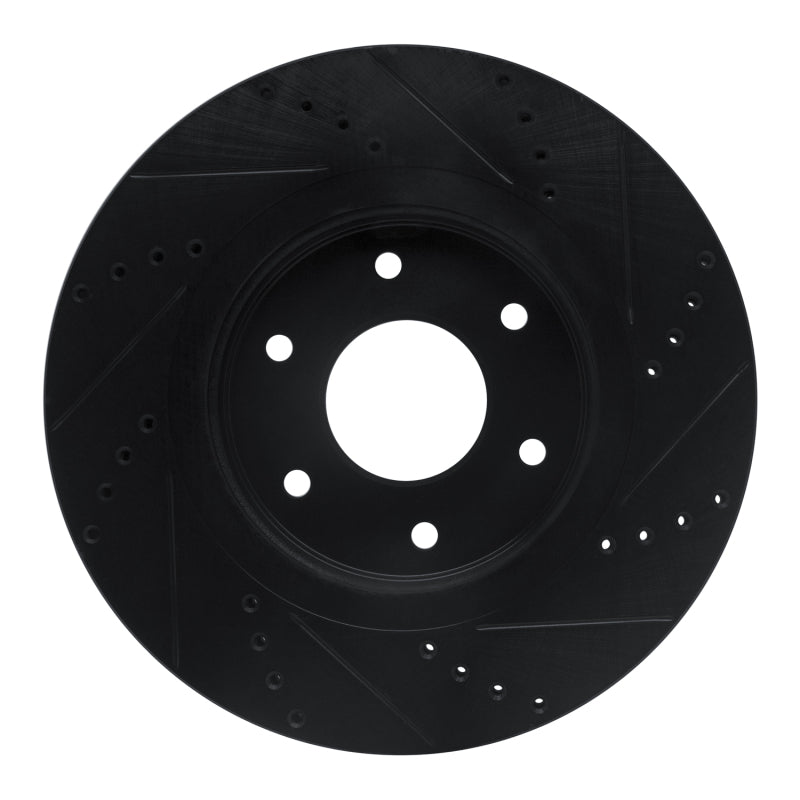 R1 Concepts R1 05-07 Infiniti QX56 Front Left Drilled & Slotted Black Brake Rotor