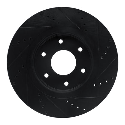 R1 Concepts R1 05-07 Infiniti QX56 Front Left Drilled & Slotted Black Brake Rotor