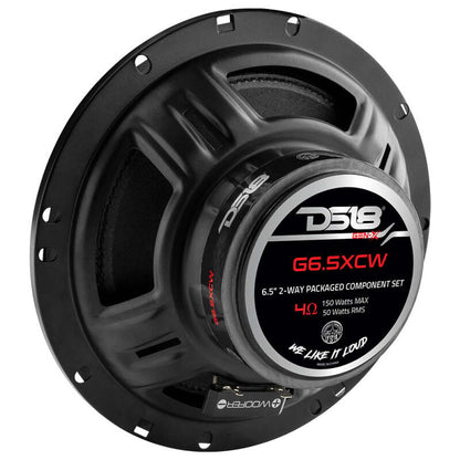 DS18 6.5in 50 Watts RMS 4 ohm 2-Way Component Speaker System Universal Fit