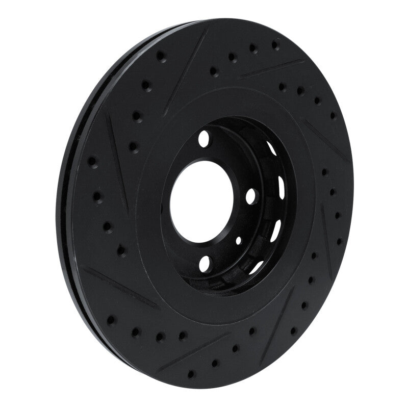 R1 Concepts R1 90-93 Volkswagen CORRADO Front Right Drilled & Slotted Black Brake Rotor