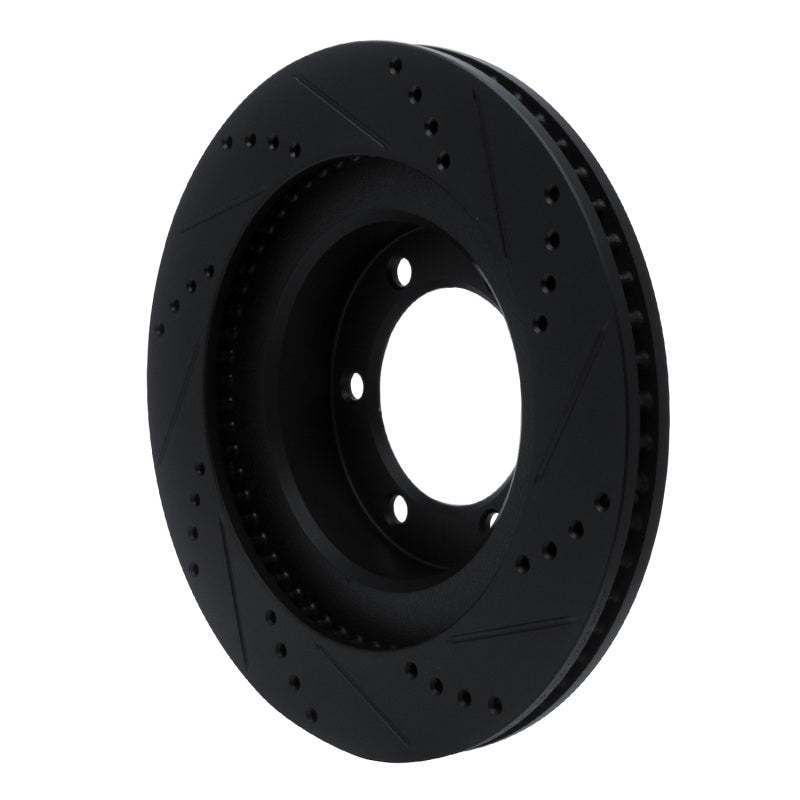 R1 Concepts R1 03-09 Lexus GX470 Front Left Drilled & Slotted Black Brake Rotor