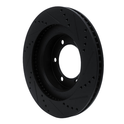 R1 Concepts R1 03-09 Lexus GX470 Front Left Drilled & Slotted Black Brake Rotor