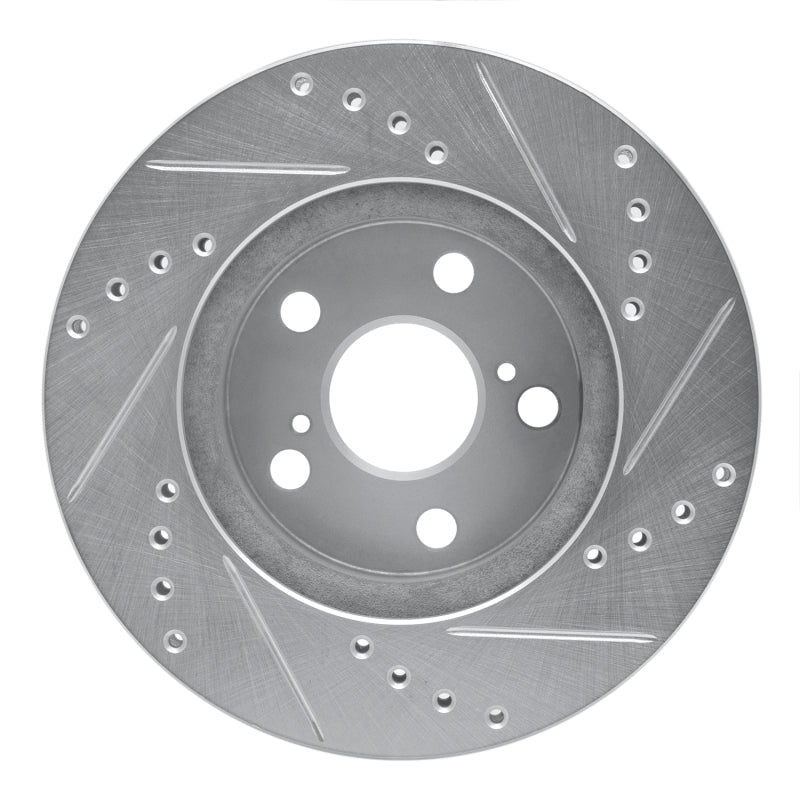 R1 Concepts R1 94-00 Toyota Celica Front Left Drilled & Slotted Silver Brake Rotor
