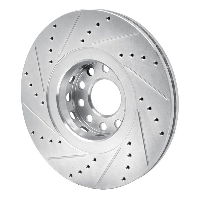 R1 Concepts R1 00-03 Audi A8 Front Right Drilled & Slotted Silver Brake Rotor