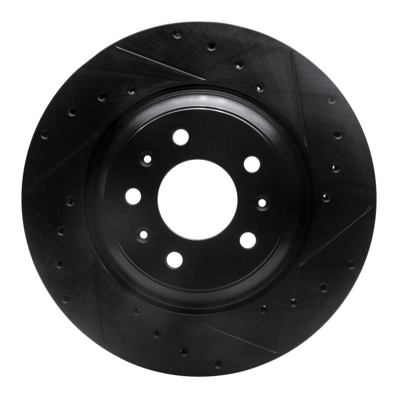 R1 Concepts R1 04-08 Cadillac CTS Front Right Drilled & Slotted Black Brake Rotor
