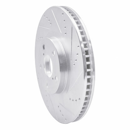 R1 Concepts R1 93-98 Toyota Supra Left Front Drilled & Slotted Silver Brake Rotor