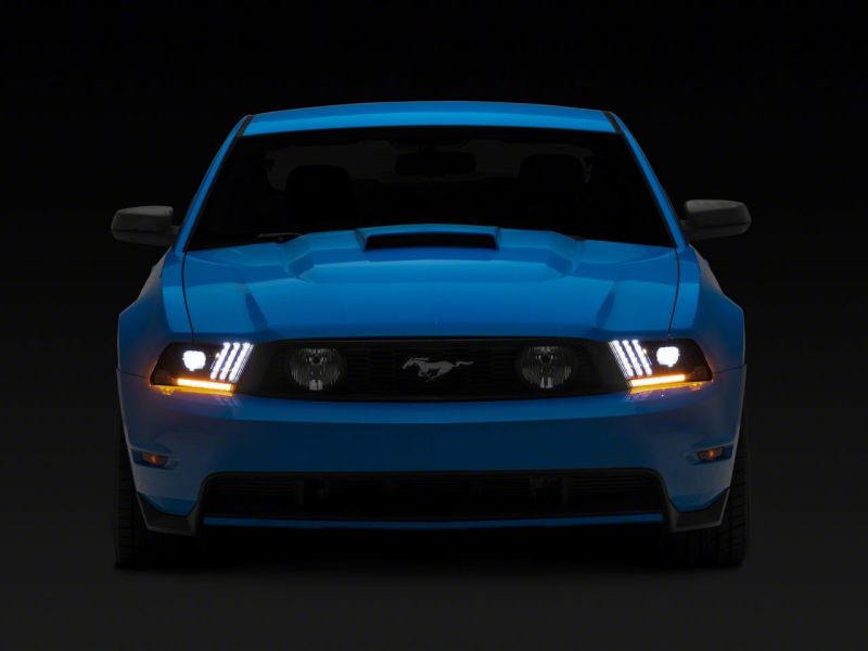Raxiom 10-12 Ford Mustang LED Projector Headlights SEQL Turn Signals- Black Housing (Clear Lens)