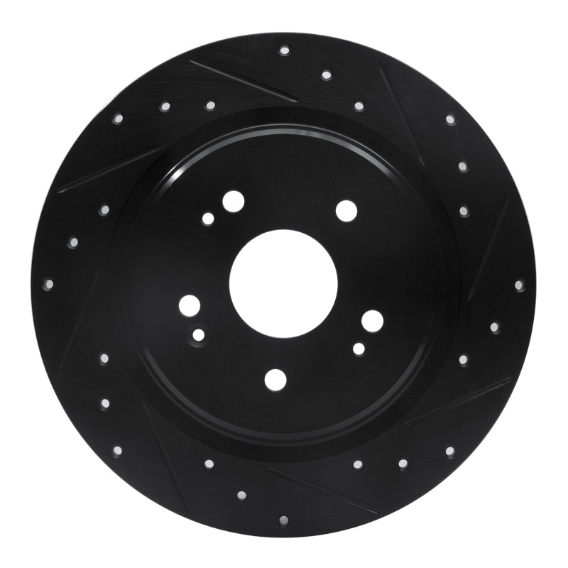 R1 Concepts R1 15-25 Acura TLX Rear Right Drilled & Slotted Black Brake Rotor