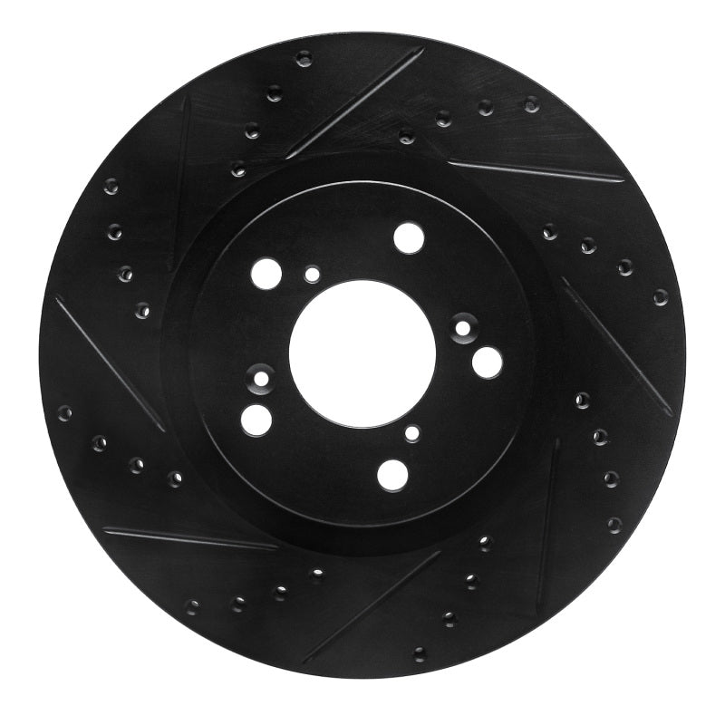 R1 Concepts R1 09-14 Acura TL Front Left Drilled & Slotted Black Brake Rotor