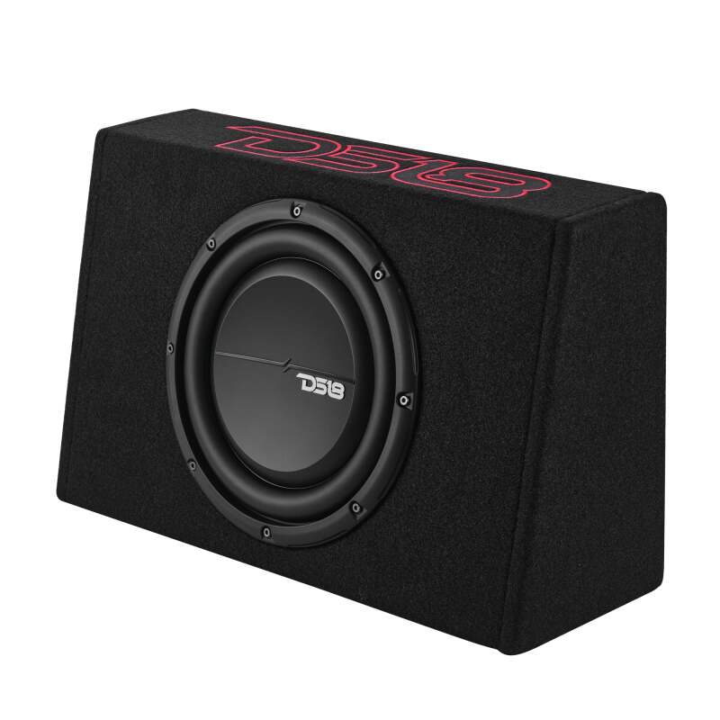 DS18 Single 10in Shallow Enclosure w/ Subwoofer 350 Watts RMS Sealed Black Carpet