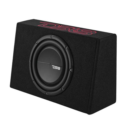 DS18 Single 10in Shallow Enclosure w/ Subwoofer 350 Watts RMS Sealed Black Carpet