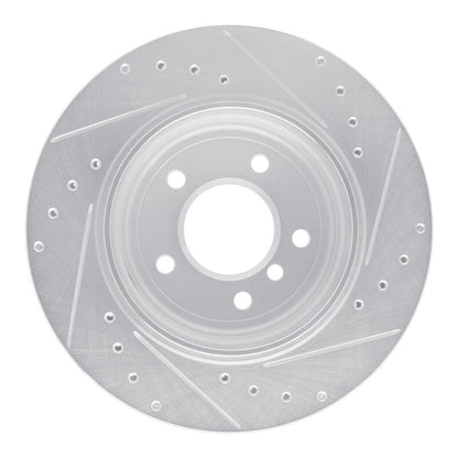 R1 Concepts R1 01-06 BMW 330CI Rear Left Drilled & Slotted Silver Brake Rotor