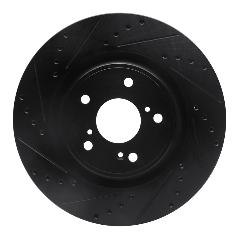R1 Concepts R1 20-22 Honda CR-V Front Left Drilled & Slotted Black Brake Rotor