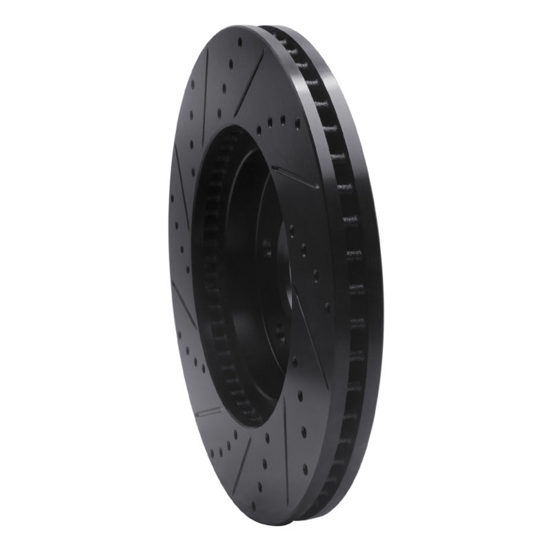 R1 Concepts R1 06-09 Chevrolet Trailblazer Front Right Drilled & Slotted Black Brake Rotor