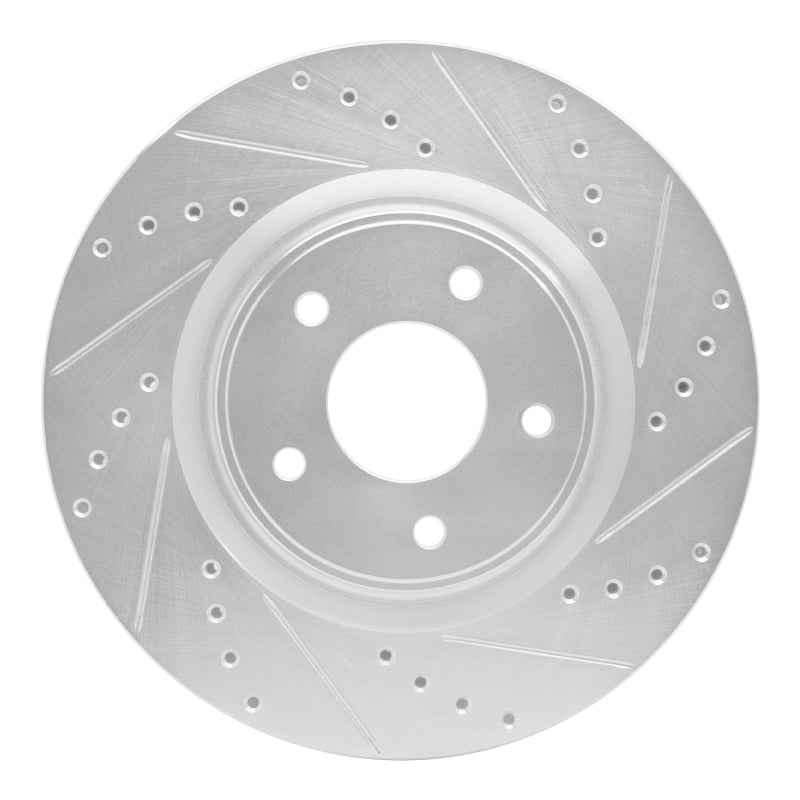 R1 Concepts R1 14-19 Nissan Rogue Front Right Drilled & Slotted Silver Brake Rotor