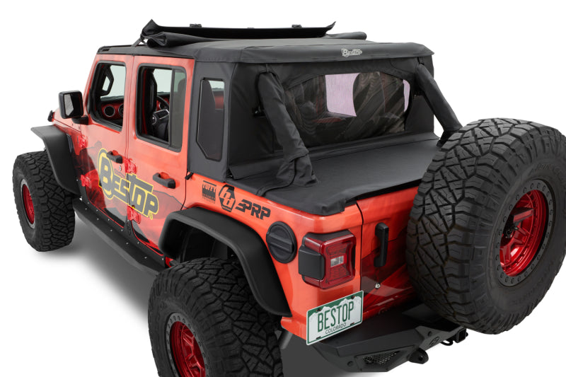 Bestop 18-23 Jeep Wrangler JL 4-Door Halftop Soft Top (Premium Black Twill)