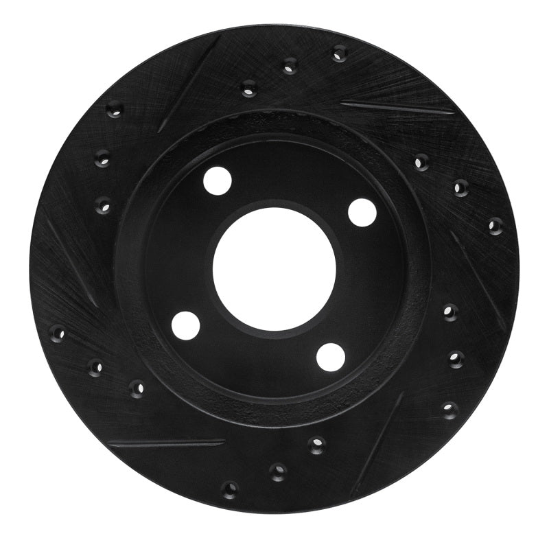 R1 Concepts R1 81-94 Ford TEMPO Front Right Drilled & Slotted Black Brake Rotor