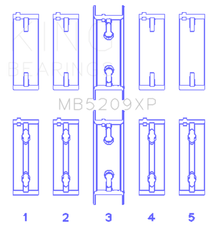 King Engine Bearings King Mitsubishi 4G63/4G64 7 Bolt 2nd Gen DSM and EVO I-IV Performance Main Bearing Set - Size STD