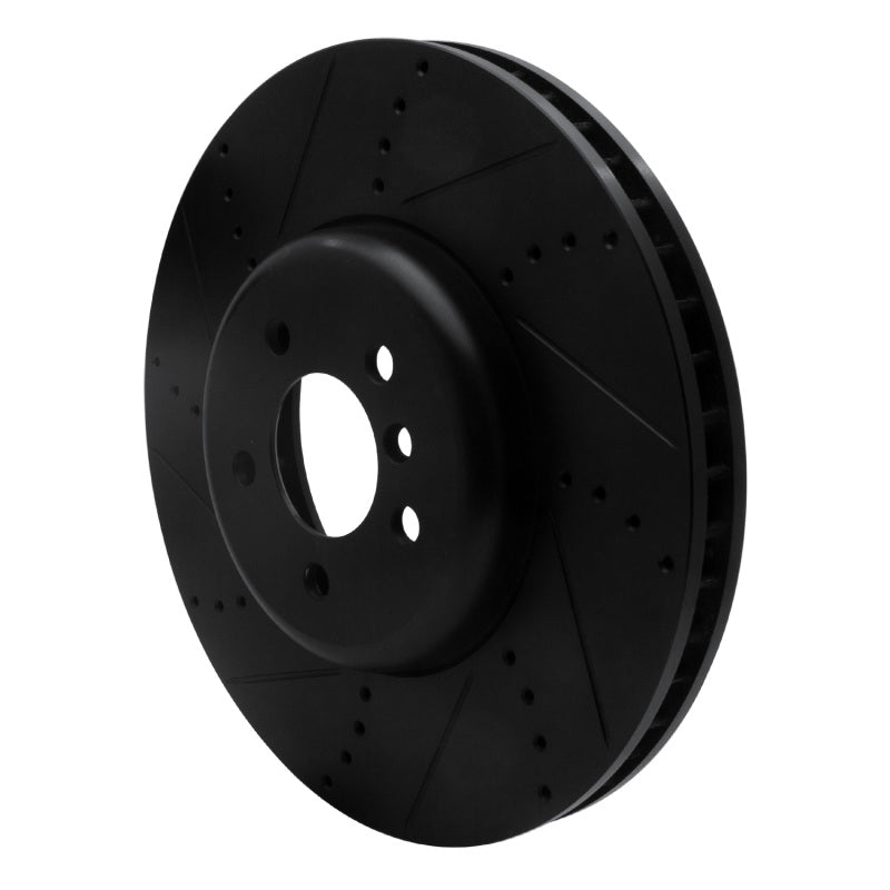 R1 Concepts R1 2009-2017 BMW 550I GT xDrive Left Front Drilled & Slotted Black Brake Rotor