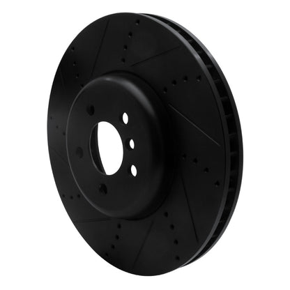 R1 Concepts R1 2009-2017 BMW 550I GT xDrive Left Front Drilled & Slotted Black Brake Rotor
