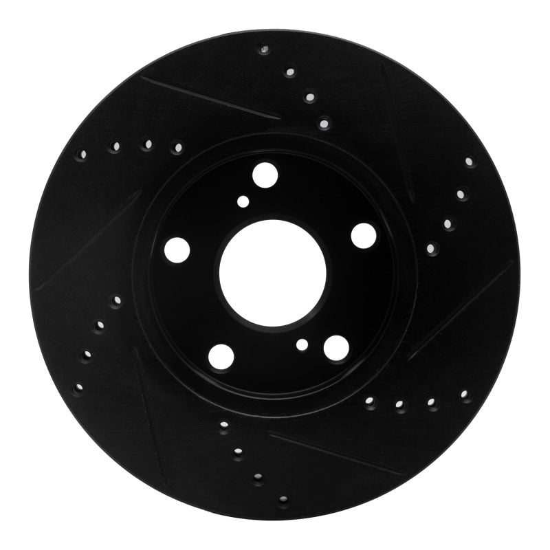 R1 Concepts R1 92-06 Lexus ES300 Front Left Drilled & Slotted Black Brake Rotor