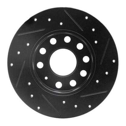 R1 Concepts R1 05-13 Audi A3 Rear Left Drilled & Slotted Black Brake Rotor
