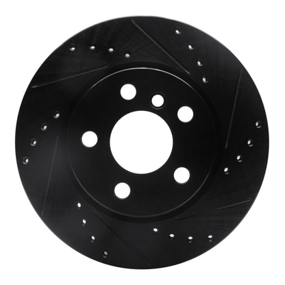 R1 Concepts R1 14-24 Mini Cooper (Excl Clubman) Front Right Drilled & Slotted Black Brake Rotor
