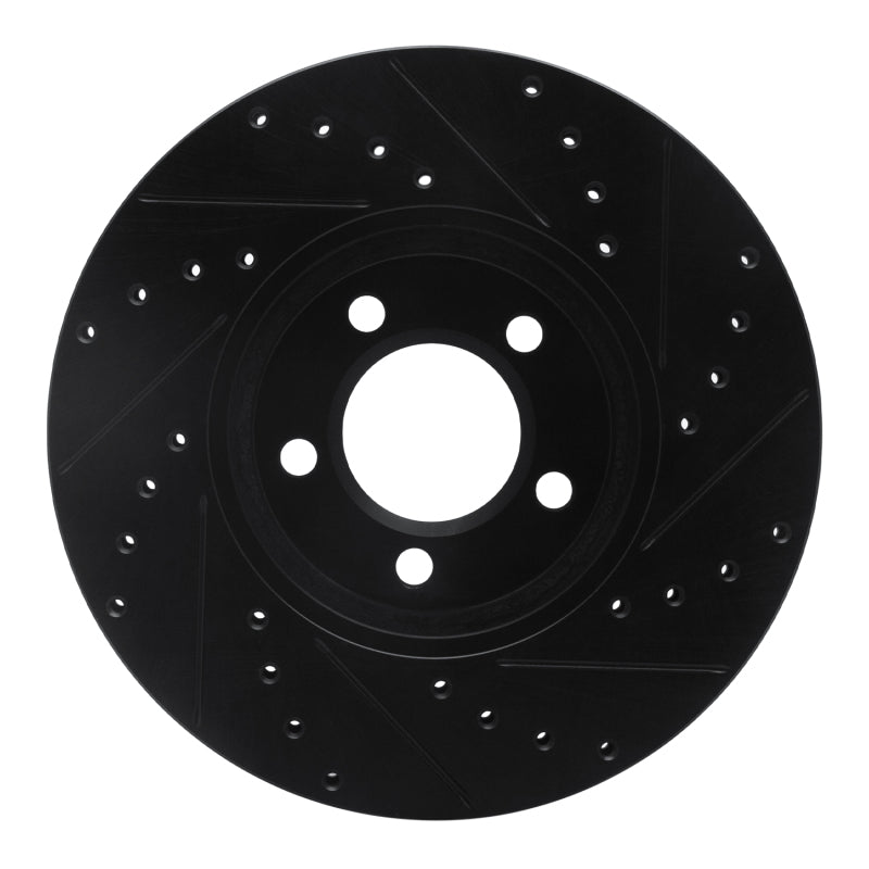 R1 Concepts R1 00-06 Ford Thunderbird Front Left Drilled & Slotted Black Brake Rotor