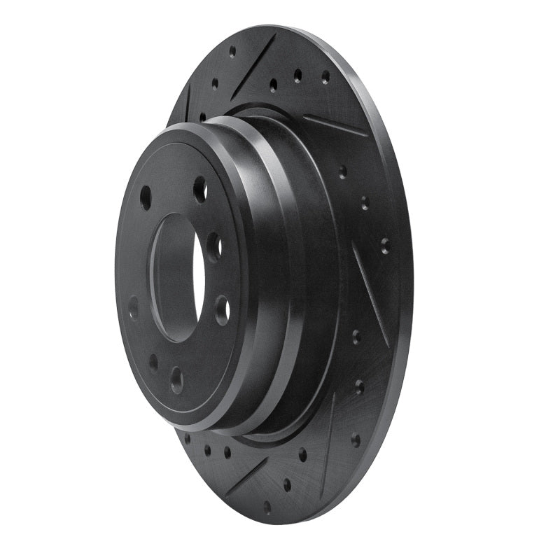 R1 Concepts R1 89-95 BMW 530I Rear Left Drilled & Slotted Black Brake Rotor