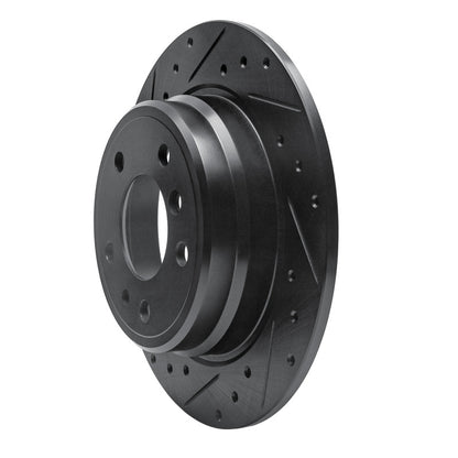 R1 Concepts R1 89-95 BMW 530I Rear Left Drilled & Slotted Black Brake Rotor