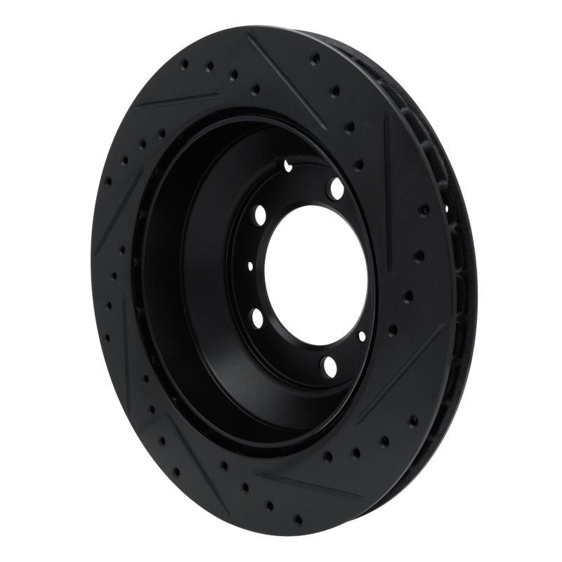 R1 Concepts R1 -23 Porsche Cayenne Rear Left Drilled & Slotted Black Brake Rotor