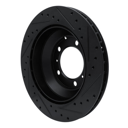 R1 Concepts R1 -23 Porsche Cayenne Rear Left Drilled & Slotted Black Brake Rotor