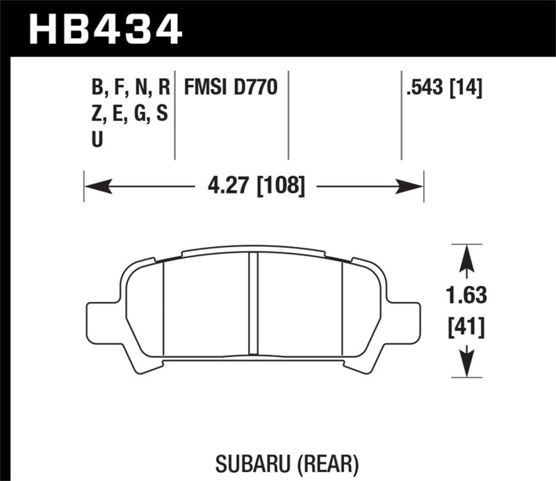 Hawk Performance Hawk 02-03 WRX / 05-08 LGT D770 HPS Street Rear Brake Pads