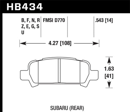 Hawk Performance Hawk 02-03 WRX / 05-08 LGT D770 HPS Street Rear Brake Pads