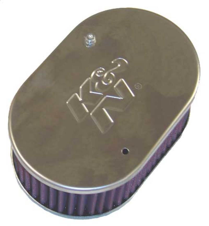 K&N Engineering K&N Universal Custom Air Filter - Oval Shape 2in Neck Flange / 5.25in ID / 2.5in Height - Red