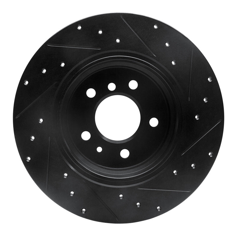 R1 Concepts R1 91-01 BMW 740IL Rear Left Drilled & Slotted Black Brake Rotor