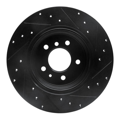 R1 Concepts R1 91-01 BMW 740IL Rear Left Drilled & Slotted Black Brake Rotor