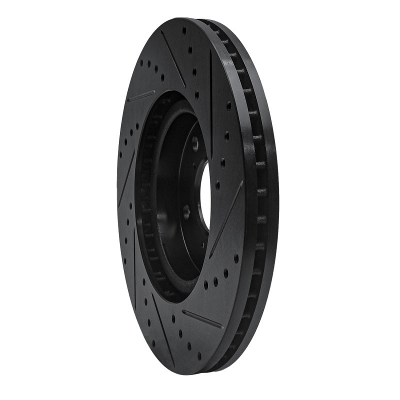 R1 Concepts R1 09-14 Acura TL Front Left Drilled & Slotted Black Brake Rotor