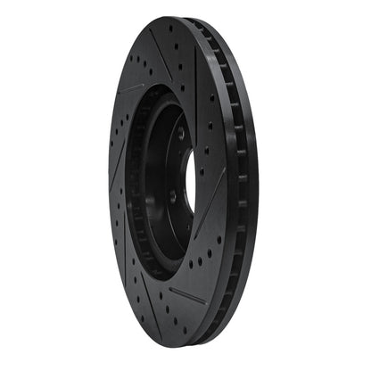 R1 Concepts R1 09-14 Acura TL Front Left Drilled & Slotted Black Brake Rotor