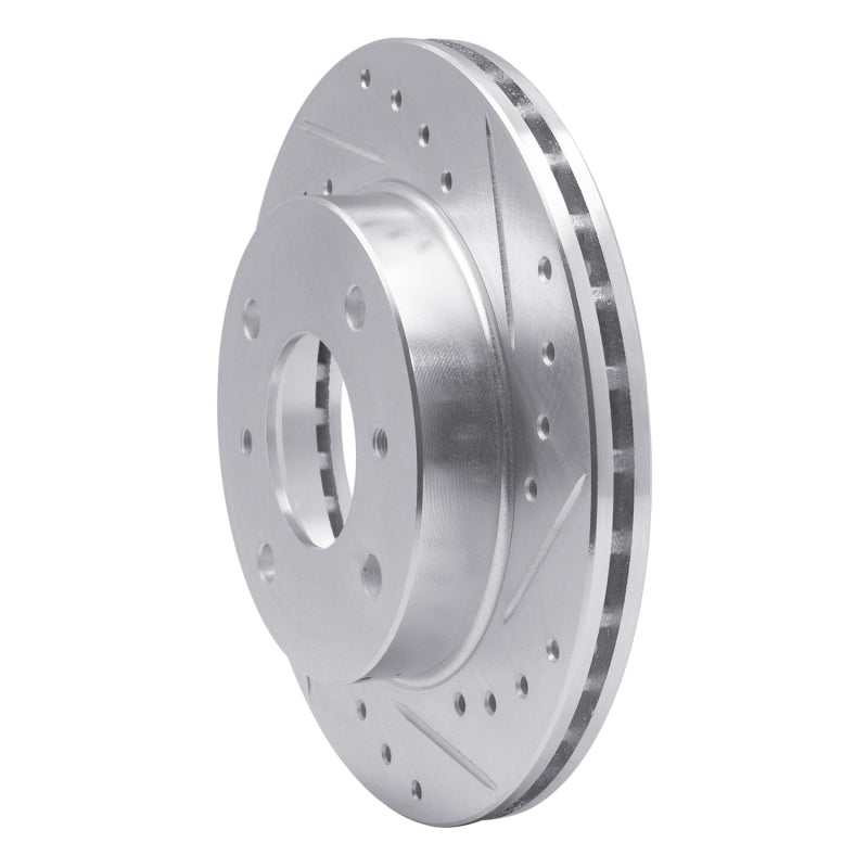 R1 Concepts R1 89-96 Nissan 240SX Front Right Drilled & Slotted Silver Brake Rotor