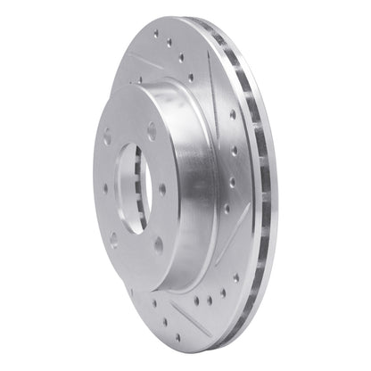 R1 Concepts R1 89-96 Nissan 240SX Front Right Drilled & Slotted Silver Brake Rotor