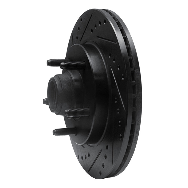 R1 Concepts R1 00-04 Ford F-150 RWD Front Left Drilled & Slotted Black Brake Rotor