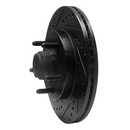 R1 Concepts R1 00-04 Ford F-150 RWD Front Left Drilled & Slotted Black Brake Rotor
